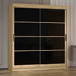 Шкаф-купе 2,0 м "ГРАНД 1" Лакобель Черный/Лакобель Черный (К) (Дуб Вотан/Лакобель Черный/Лакобель Черный)