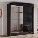 Шкаф-купе 2,0 м "ГРАНД 1" Зеркало/Лакобель Черный (К) (Венге/Зеркало/Лакобель Черный)