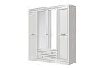 ОЛИМП (ЛАК-БЕЛЫЙ) шкаф для одежды ШР-4 (2 зеркала,ЛДСП/ МДФ(лак) Белый/Белый)