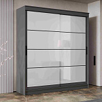 Шкаф-купе 2,0 м "ГРАНД 1" Лакобель Белый/Лакобель Белый (К) (Графит/Лакобель Белый/Лакобель Белый)