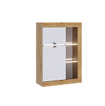 Гостиная ПРАГА Витрина универсальная (К) (Дуб Вотан/Белый гладкий)