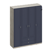 шкаф для детской комнаты, Лежер ШК-3113 Дуб серый-Холст сапфировый