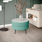 Стол журнальный Рамус (мятный/мдф холст белый)