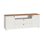 Остин Тумба под ТВ 16.47 F (Белый PE шагрень, Дуб Золотой CRAFT, белая шагрень 4101 ПВХ, Белый PE шагрень)