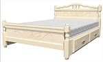 Кровать из массива Карина-5 с ящиками 1400*2000 (слоновая кость)