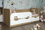 Кровать 3Д "Мишка на облаке" 800х1860 (К) (Корпус ЛДСП дуб крафт золотой/фасад МДФ белый софт)