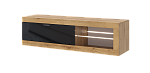 Гостиная ПРАГА Тумба ТВ малая (К) (Дуб Вотан/Черный глянец)