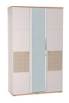 Шкаф для одежды 60.01 Бора (3-х дв.) с зеркалом (кашемир / дуб вотан / ДВПО: белый / профиль: Masa Decor кашемир)