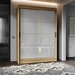 Шкаф-купе 1,6 м "ГРАНД 1" Лакобель Белый/Лакобель Белый (К) (Дуб Вотан/Лакобель Белый/Лакобель Белый)