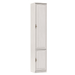 Шкаф пенал 06.85-02 "Габриэлла" (# (вудлайн кремовый / ПВХ сандал белый / профиль: аруша венге патина / ДВПО: белый))