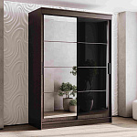 Шкаф-купе 1,6 м "ГРАНД 1" Зеркало/Лакобель Черный (К) (Венге/Зеркало/Лакобель Черный)