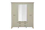 Шкаф для одежды 61.10 Бэлла (4-х дверный с зеркалом) (белый / небула / профиль: Masa Decor белый)