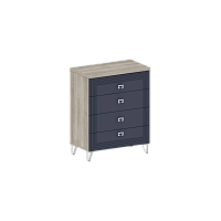 , Лежер КМ-3102 Дуб серый-Холст сапфировый