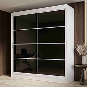 шкаф в спальню, Шкаф-купе 2,0 м  ГРАНД 1  Лакобель Черный/Лакобель Черный (К)