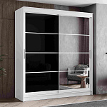 Шкаф-купе 2,0 м "ГРАНД 1" Зеркало/Лакобель Черный (К) (Белый/Зеркало/Лакобель Черный)