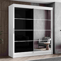 , Шкаф-купе 2,0 м  ГРАНД 1  Зеркало/Лакобель Черный (К)