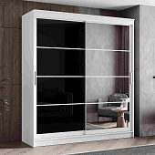 шкаф в спальню, Шкаф-купе 2,0 м  ГРАНД 1  Зеркало/Лакобель Черный (К)