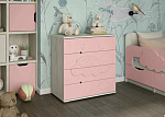 Комод 3Д "Мишка на облаке" (К) (Корпус ЛДСП Дуб Крафт белый / Фасад МДФ Роза софт)