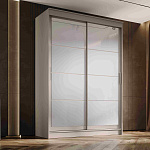 Шкаф-купе 1,6 м "ГРАНД 1" Лакобель Белый/Лакобель Белый (К) (Сатин/Лакобель Белый/Лакобель Белый)