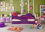 Кровать Дельфин 1,8*0,8м (Фиолетовый металлик/Дуб Крафт Белый)