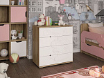 Комод 3Д "Единорожек" (К) (Корпус ЛДСП Дуб Крафт золотой / Фасад МДФ Белый софт)