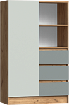 Челси Color Шкаф комбинированный (Мята (темная)/Сумеречный голубой/Дуб крафт)