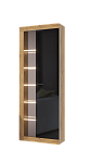 Гостиная ПРАГА Шкаф-витрина (К) (Дуб Вотан/Черный глянец)