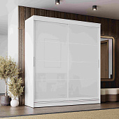 шкаф в спальню, Шкаф-купе 2,0 м  ГРАНД 1  Лакобель Белый/Лакобель Белый (К)