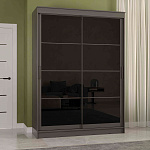 Шкаф-купе 1,6 м "ГРАНД 1" Лакобель Черный/Лакобель Черный (К) (Графит/Лакобель Черный/Лакобель Черный)