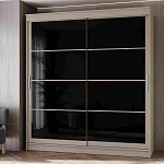 Шкаф-купе 2,0 м "ГРАНД 1" Лакобель Черный/Лакобель Черный (К) (Сатин/Лакобель Черный/Лакобель Черный)