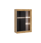 Гостиная ПРАГА Витрина универсальная (К) (Дуб Вотан/Черный глянец)