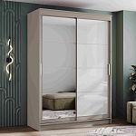 Шкаф-купе 1,6 м "ГРАНД 1" Зеркало/Лакобель Белый (К) (Сатин/Зеркало/Лакобель Белый)