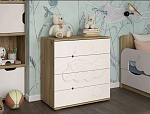 Комод 3Д "Мишка на облаке" (К) (Корпус ЛДСП Дуб Крафт золотой / Фасад МДФ Белый софт)