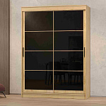 Шкаф-купе 1,6 м "ГРАНД 1" Лакобель Черный/Лакобель Черный (К) (Дуб Вотан/Лакобель Черный/Лакобель Черный)