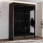 Шкаф-купе 1,6 м "ГРАНД 1" Лакобель Черный/Лакобель Черный (К) (Венге/Лакобель Черный/Лакобель Черный)