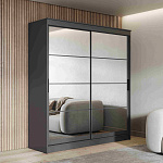 Шкаф-купе 2,0 м "ГРАНД 1" Зеркало/Зеркало (К) (Графит/Зеркало/Зеркало)
