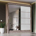 Шкаф-купе 2,0 м "ГРАНД 1" Зеркало/Лакобель Белый (К) (Дуб Горный/Зеркало/Лакобель Белый)