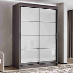 Шкаф-купе 1,6 м "ГРАНД 1" Лакобель Белый/Лакобель Белый (К) (Графит/Лакобель Белый/Лакобель Белый)