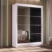 шкаф-купе, Шкаф-купе 1,6 м  ГРАНД 1  Зеркало/Лакобель Черный (К)