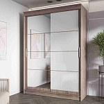 Шкаф-купе 1,6 м "ГРАНД 1" Зеркало/Лакобель Белый (К) (Дуб Горный/Зеркало/Лакобель Белый)