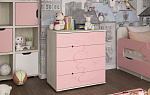 Комод 3Д "Единорожек" (К) (Корпус ЛДСП Дуб Крафт белый / Фасад МДФ Роза софт)