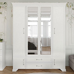ГРАЦИЯ ШР-4 для одежды (цвет БЕЛЫЙ) (ЛДСП/МДФ(рамка) цвет, Белый 2ящ., 2 зеркала)