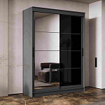 Шкаф-купе 1,6 м "ГРАНД 1" Зеркало/Лакобель Черный (К) (Графит/Зеркало/Лакобель Черный)