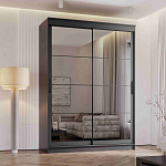 Шкаф-купе 1,6 м "ГРАНД 1" Зеркало/Зеркало (К) (Графит/Зеркало/Зеркало)