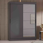 Шкаф-купе 1,6 м "ГРАНД 1" Зеркало/ЛДСП (К) (Графит/Зеркало/ЛДСП)