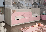 Кровать 3Д "Единорожек" 800х1600 (К) (Корпус ЛДСП дуб крафт белый/ Фасад МДФ роза софт)