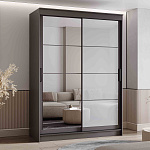 Шкаф-купе 1,6 м "ГРАНД 1" Зеркало/Лакобель Белый (К) (Графит/Зеркало/Лакобель Белый)