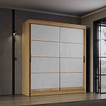 Шкаф-купе 2,0 м "ГРАНД 1" Лакобель Белый/Лакобель Белый (К) (Дуб Вотан/Лакобель Белый/Лакобель Белый)