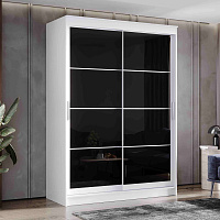 , Шкаф-купе 1,6 м  ГРАНД 1  Лакобель Черный/Лакобель Черный (К)