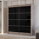 Шкаф-купе 2,0 м "ГРАНД 1" Лакобель Черный/Лакобель Черный (К) (Дуб Горный/Лакобель Черный/Лакобель Черный)